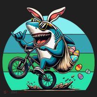 Shark Dressed As Easter Bunny Riding A BMX Bike Hat thumb 2