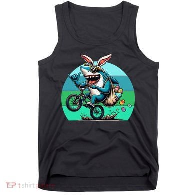 Shark Dressed As Easter Bunny Riding A BMX Bike Tank Top