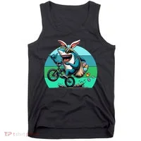 Shark Dressed As Easter Bunny Riding A BMX Bike Tank Top thumb 0
