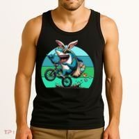 Shark Dressed As Easter Bunny Riding A BMX Bike Tank Top thumb 3