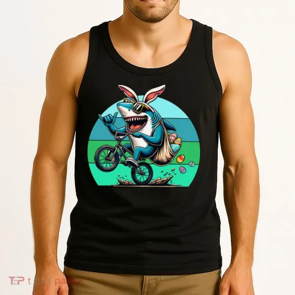 Shark Dressed As Easter Bunny Riding A BMX Bike Tank Top