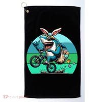 Shark Dressed As Easter Bunny Riding A BMX Bike Golf Towel thumb 0