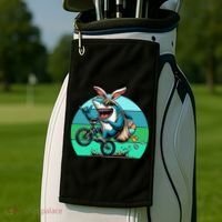 Shark Dressed As Easter Bunny Riding A BMX Bike Golf Towel thumb 2