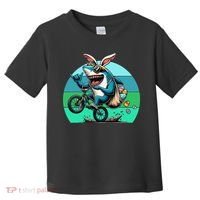 Shark Dressed As Easter Bunny Riding A BMX Bike Toddler T-Shirt thumb 0