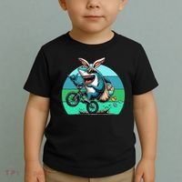 Shark Dressed As Easter Bunny Riding A BMX Bike Toddler T-Shirt thumb 2