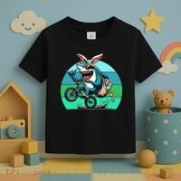 Shark Dressed As Easter Bunny Riding A BMX Bike Toddler T-Shirt thumb 3