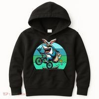 Shark Dressed As Easter Bunny Riding A BMX Bike Kids Hoodie thumb 0