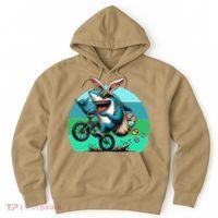 Shark Dressed As Easter Bunny Riding A BMX Bike Hoodie thumb 0