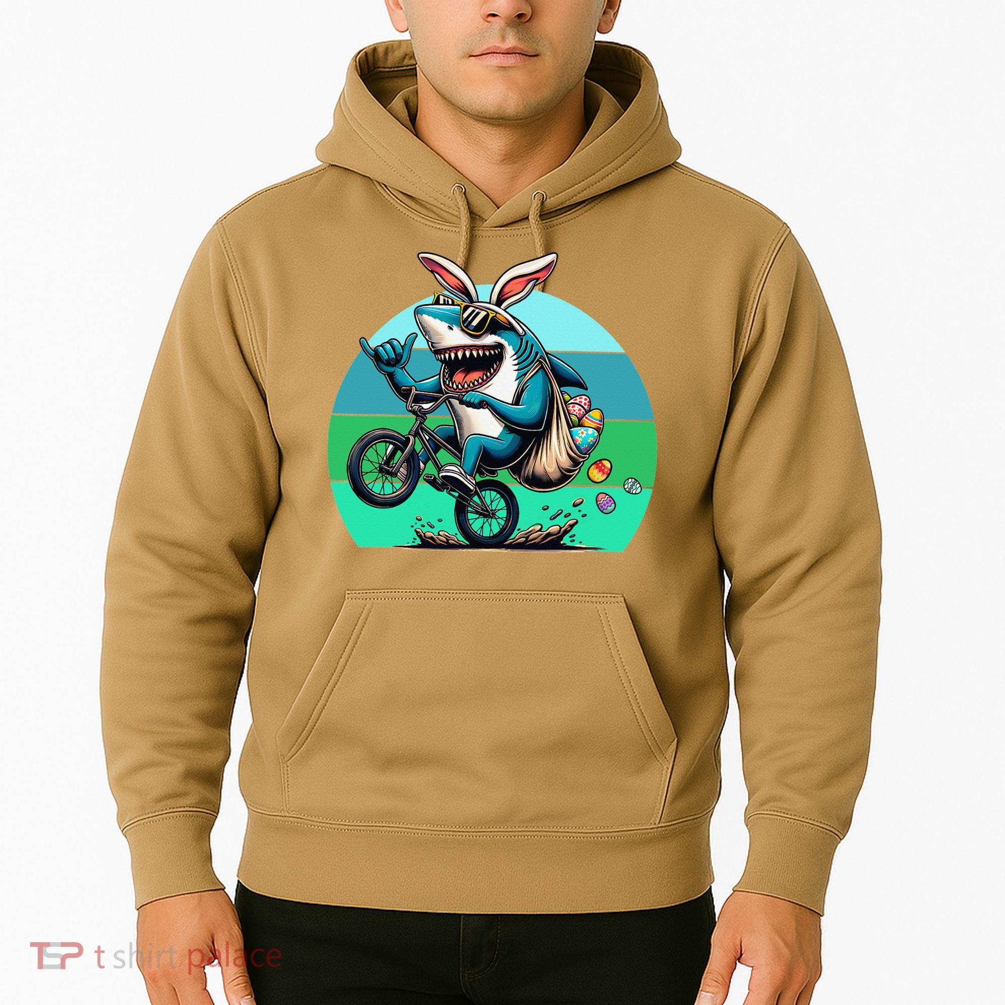 Shark Dressed As Easter Bunny Riding A BMX Bike Hoodie