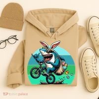 Shark Dressed As Easter Bunny Riding A BMX Bike Hoodie thumb 4