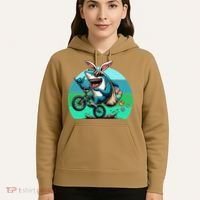 Shark Dressed As Easter Bunny Riding A BMX Bike Hoodie thumb 5