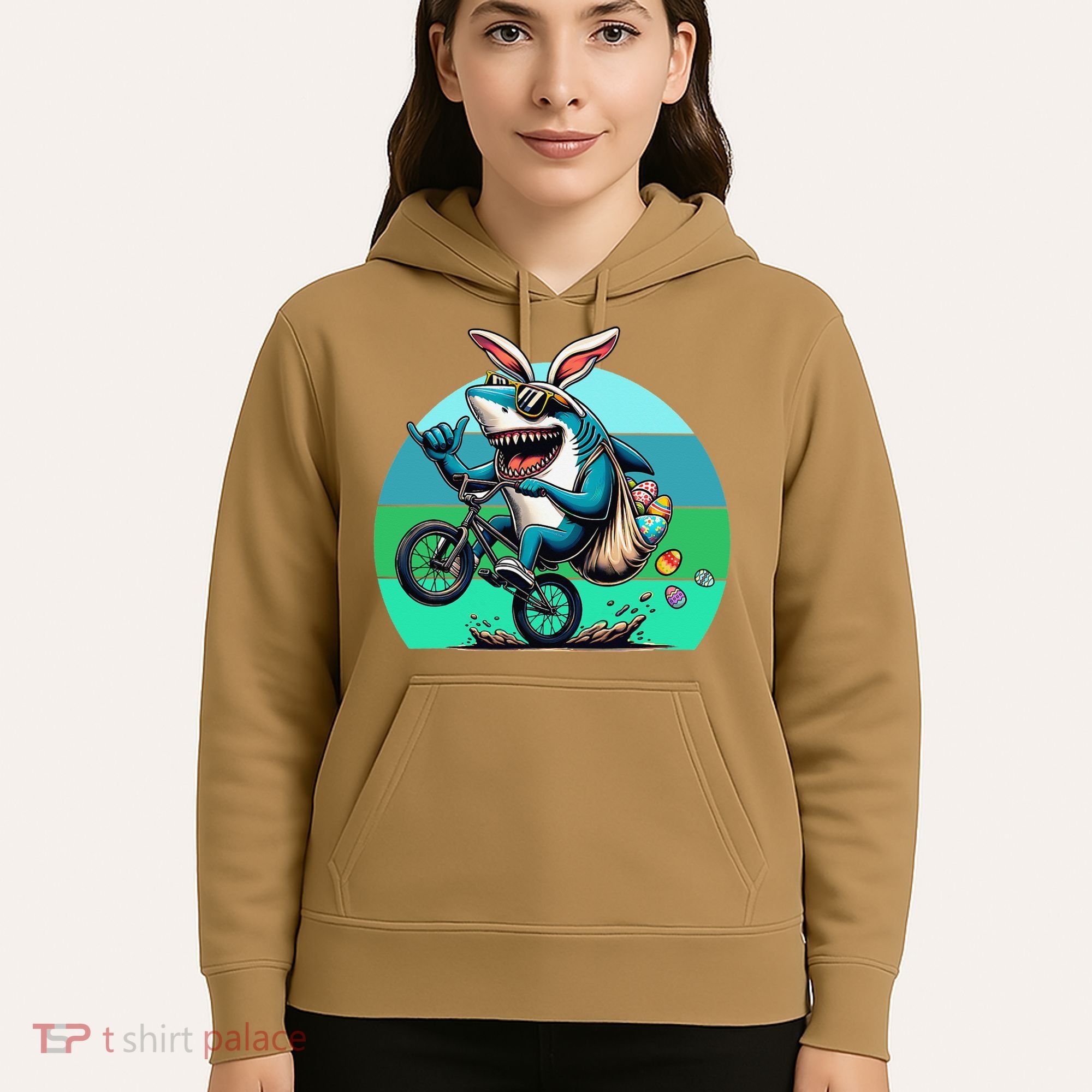 Shark Dressed As Easter Bunny Riding A BMX Bike Hoodie