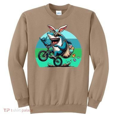 Shark Dressed As Easter Bunny Riding A BMX Bike Sweatshirt