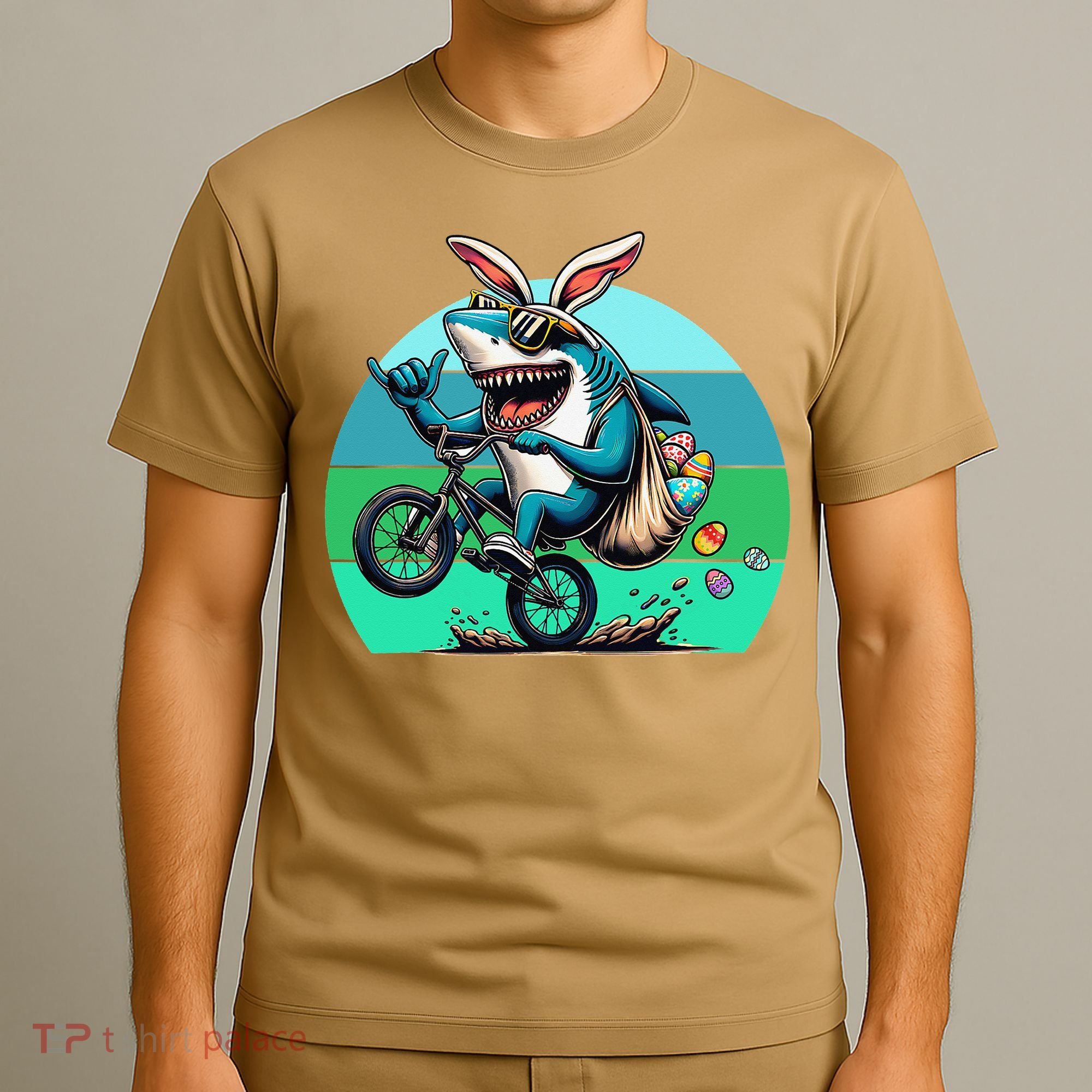 Shark Dressed As Easter Bunny Riding A BMX Bike T-Shirt