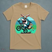 Shark Dressed As Easter Bunny Riding A BMX Bike T-Shirt thumb 5