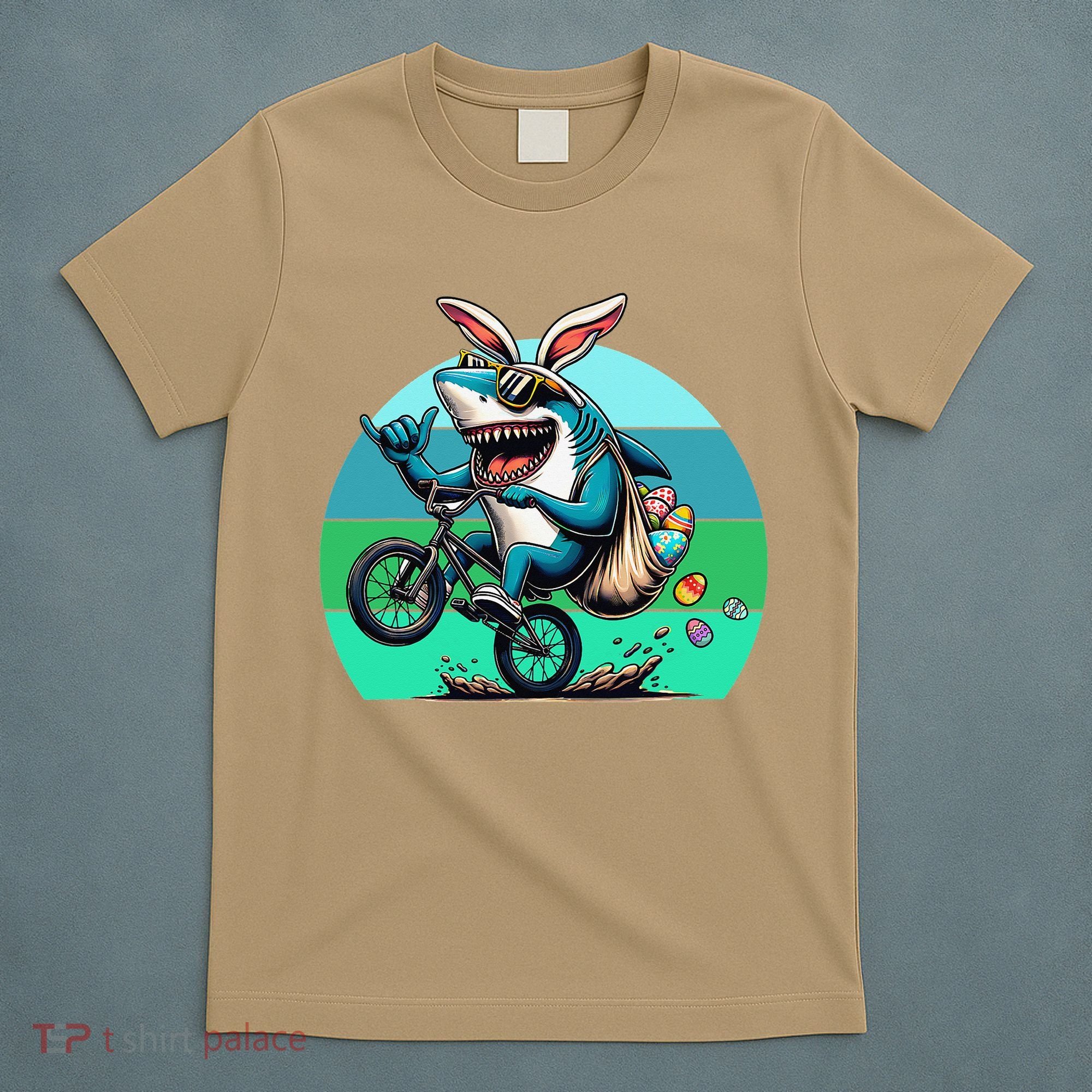 Shark Dressed As Easter Bunny Riding A BMX Bike T-Shirt