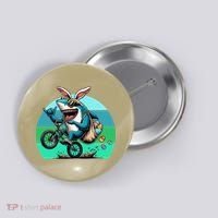 Shark Dressed As Easter Bunny Riding A BMX Bike Button thumb 0