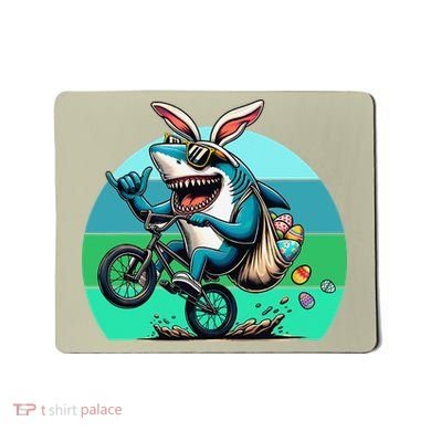 Shark Dressed As Easter Bunny Riding A BMX Bike Mousepad