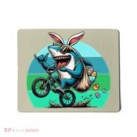 Shark Dressed As Easter Bunny Riding A BMX Bike Mousepad thumb 0