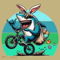 Shark Dressed As Easter Bunny Riding A BMX Bike Mousepad thumb 1