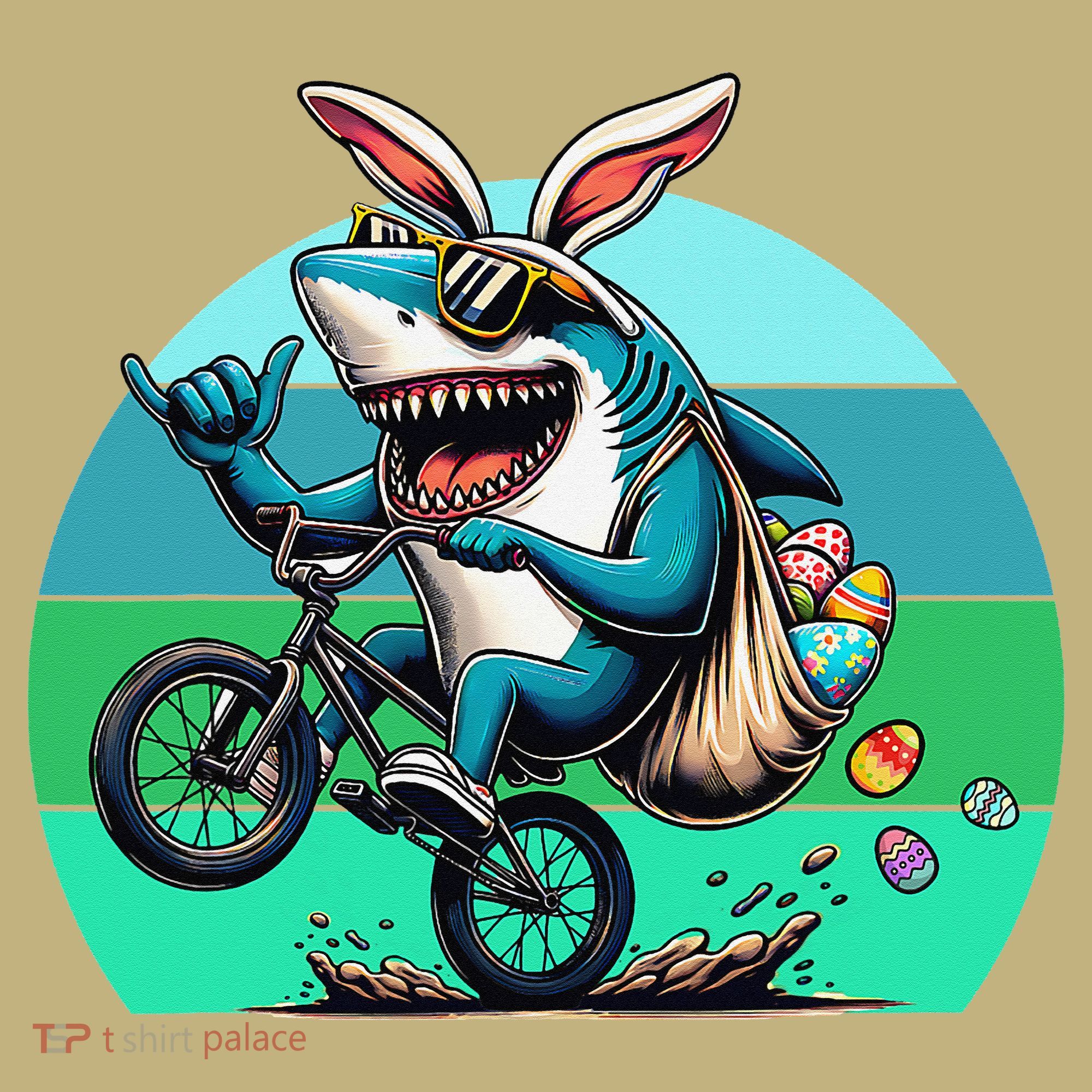 Shark Dressed As Easter Bunny Riding A BMX Bike Mousepad