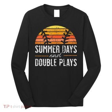 Summer Days and Double Plays Baseball Player Retro Vintage Long Sleeve Shirt
