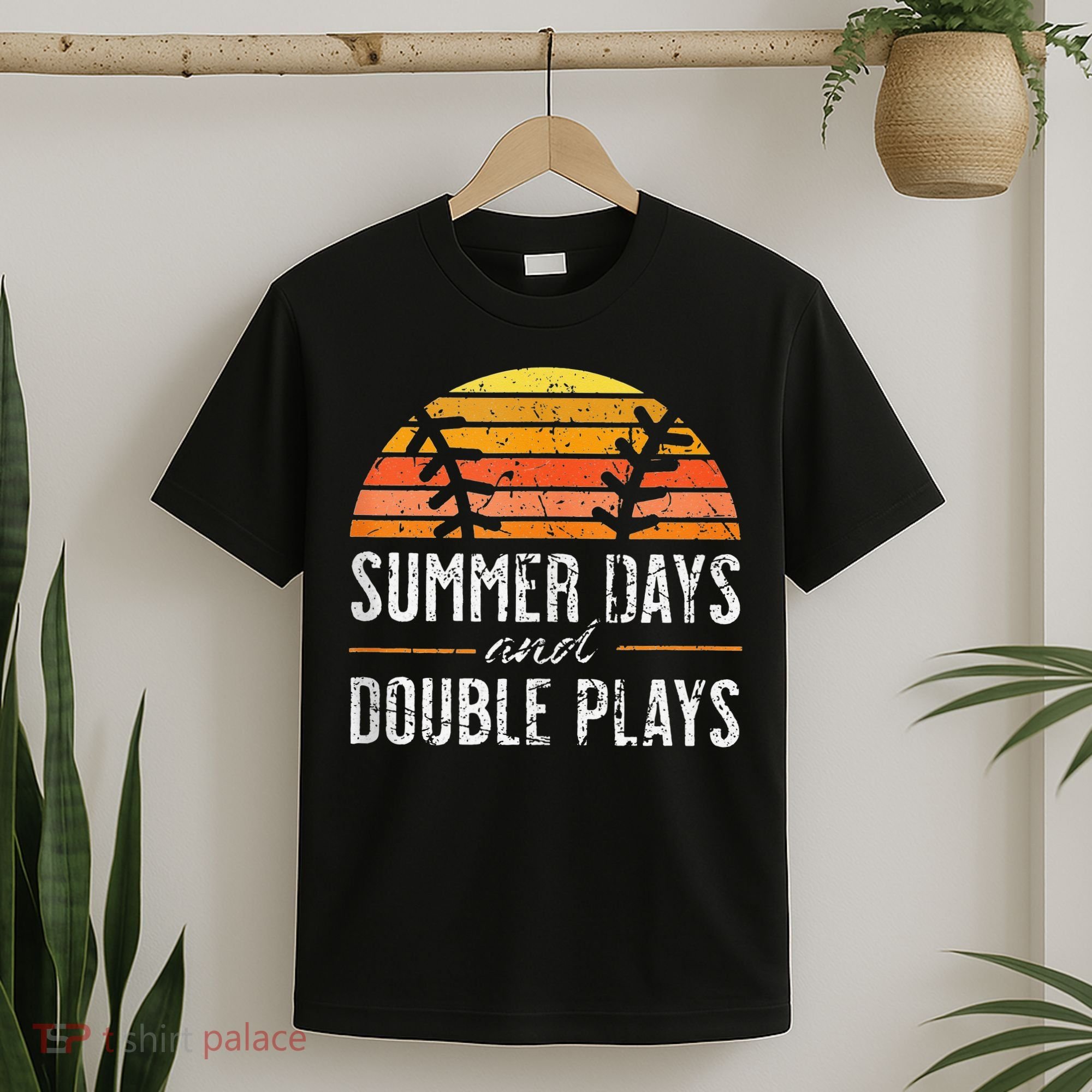 Summer Days and Double Plays Baseball Player Retro Vintage T-Shirt