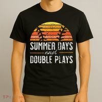 Summer Days and Double Plays Baseball Player Retro Vintage T-Shirt thumb 3