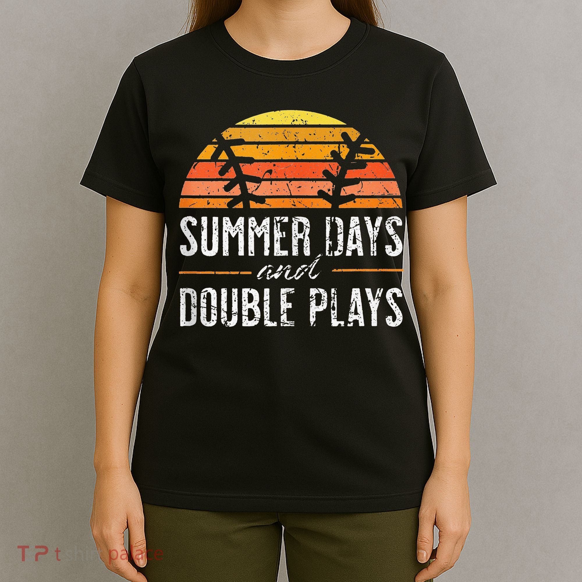 Summer Days and Double Plays Baseball Player Retro Vintage T-Shirt