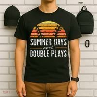 Summer Days and Double Plays Baseball Player Retro Vintage T-Shirt thumb 6