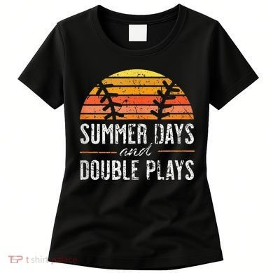 Summer Days and Double Plays Baseball Player Retro Vintage Women's T-Shirt