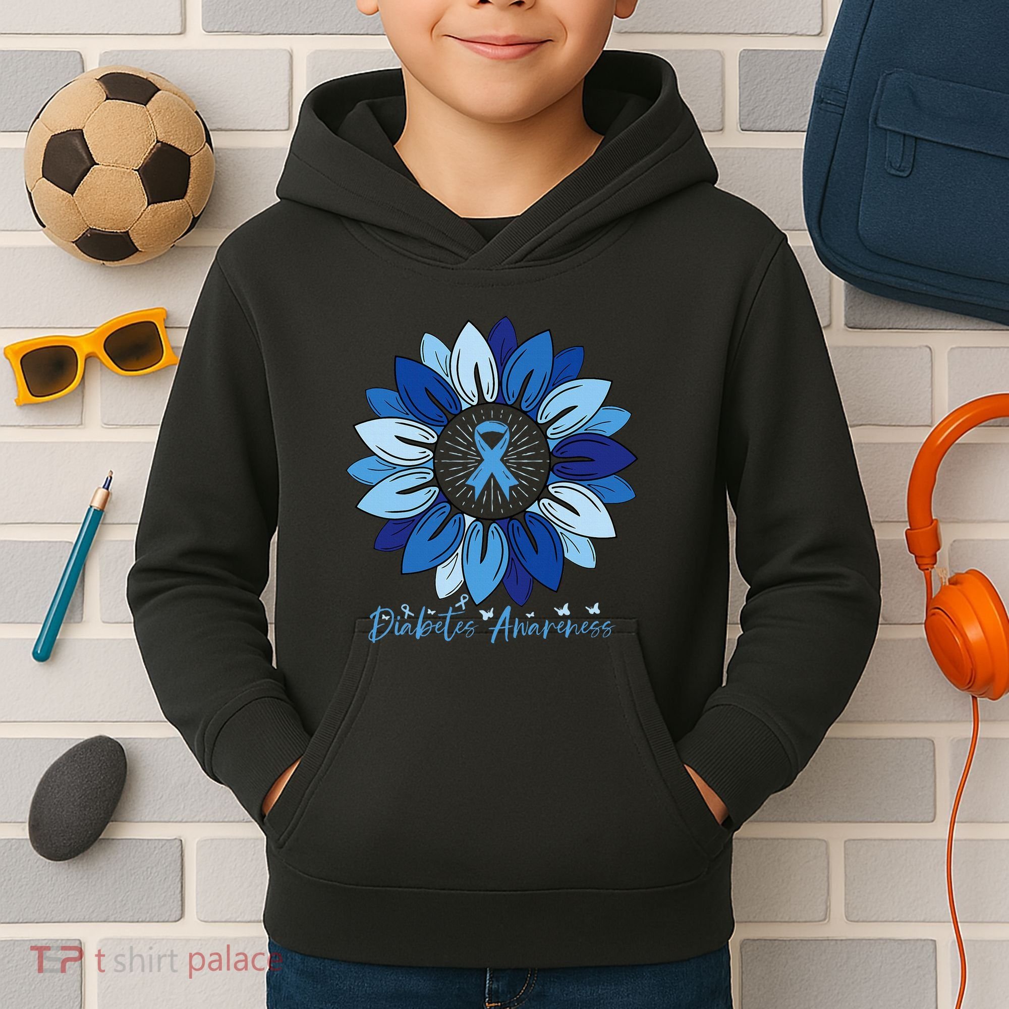 Sunflower Diabetes Awareness Month Kids Hoodie