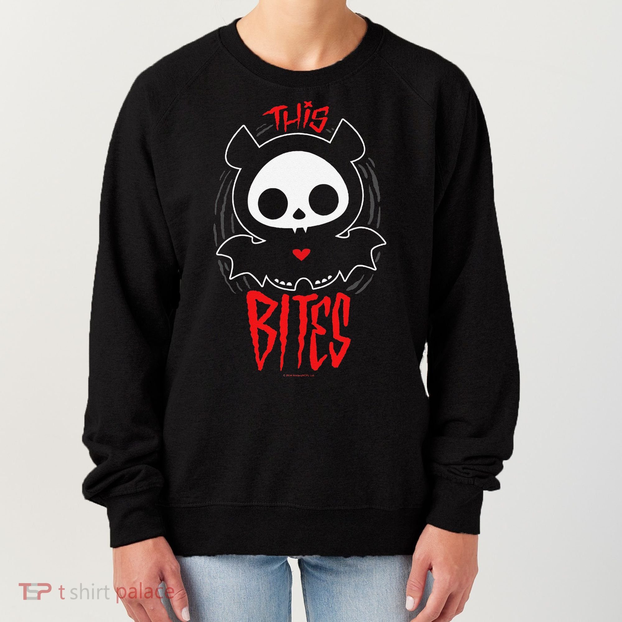 Skelanimals Diego Bat This Bites Red Halloween Spooky Logo Women's Sweatshirt