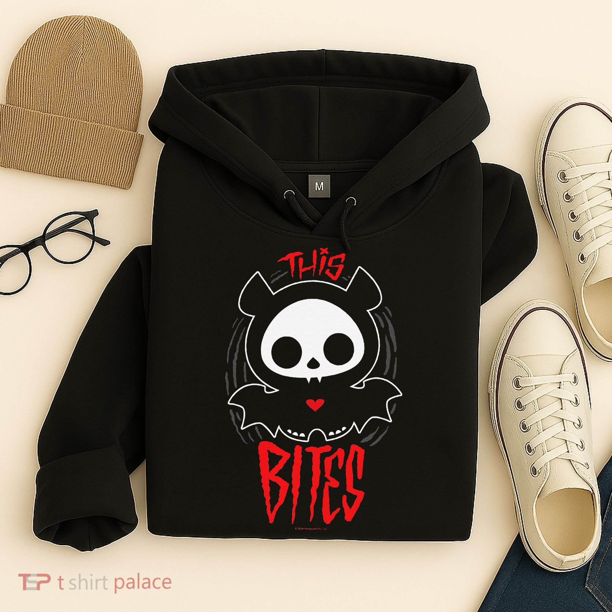 Skelanimals Diego Bat This Bites Red Halloween Spooky Logo Hoodie