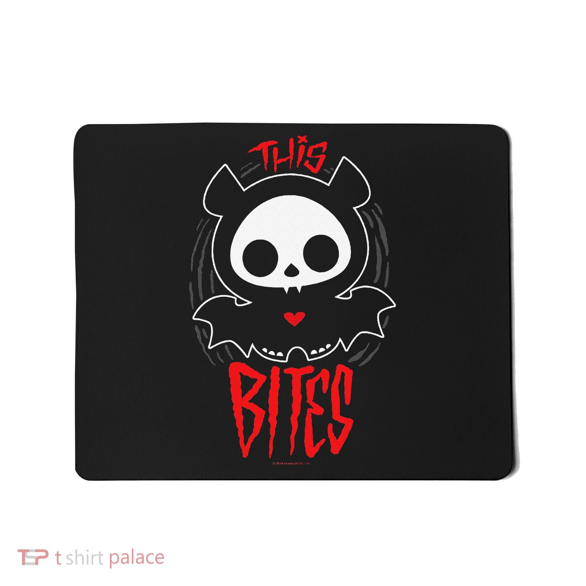 Skelanimals Diego Bat This Bites Red Halloween Spooky Logo Mousepad