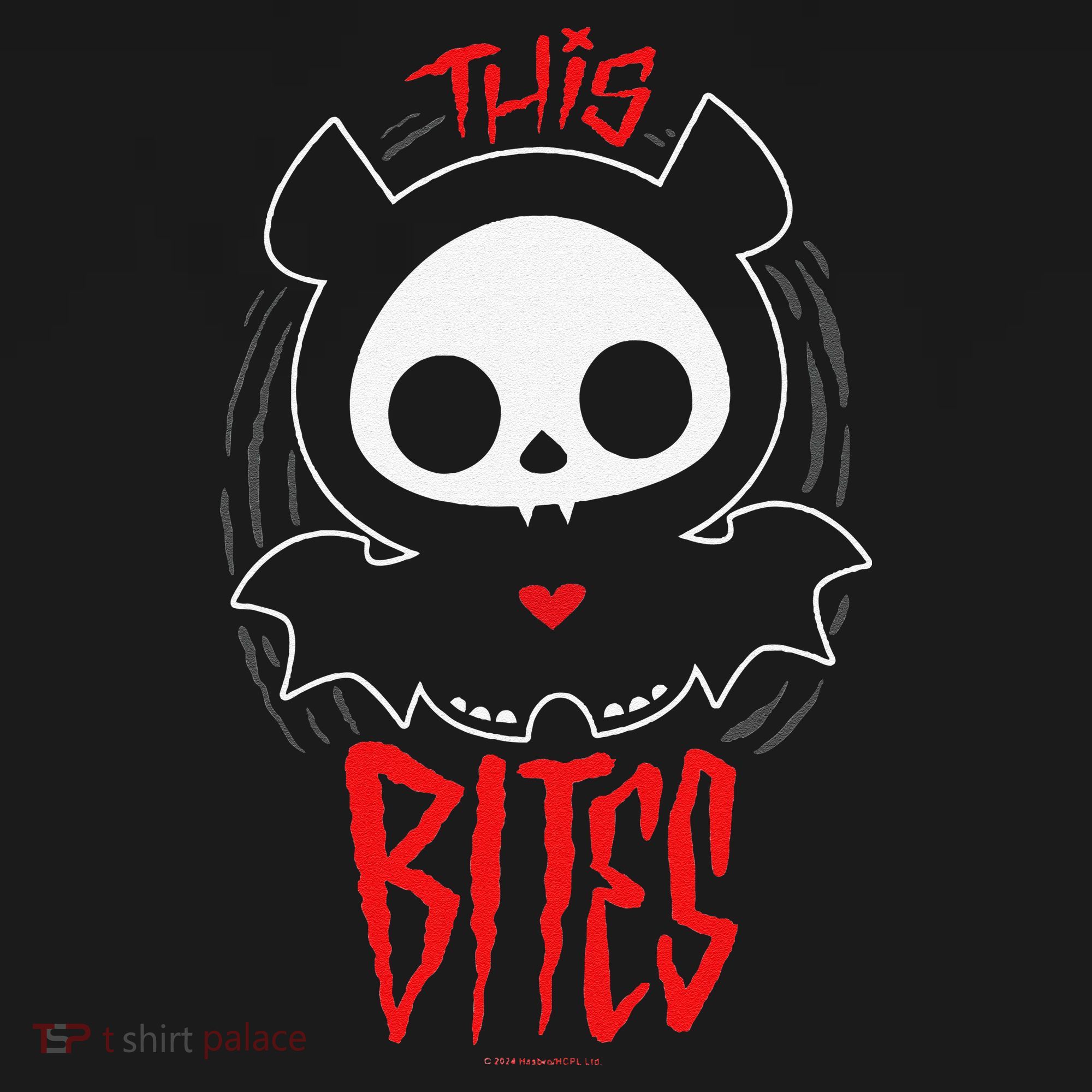 Skelanimals Diego Bat This Bites Red Halloween Spooky Logo Baby Bodysuit