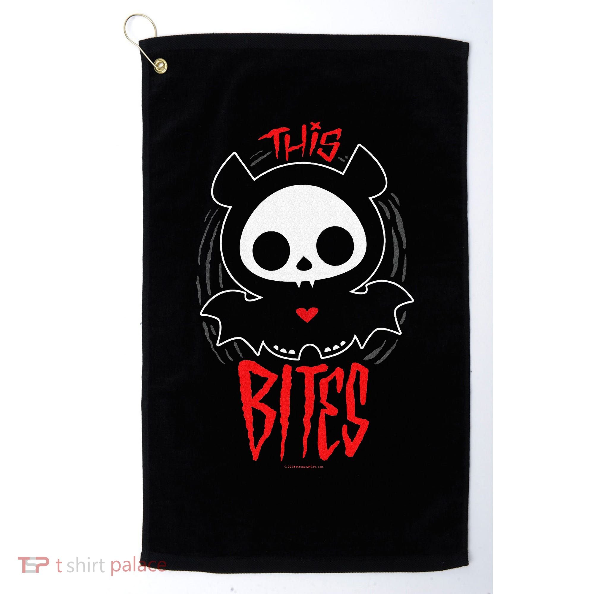 Skelanimals Diego Bat This Bites Red Halloween Spooky Logo Golf Towel