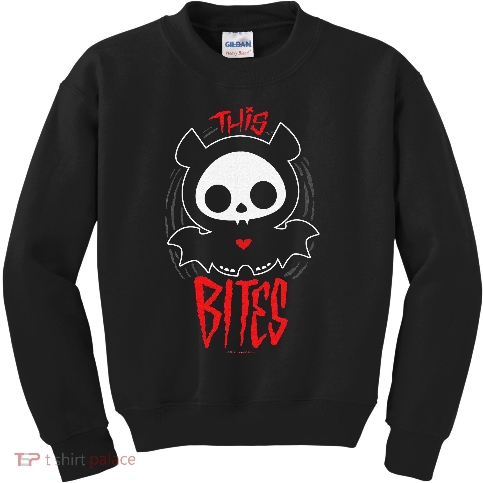 Skelanimals Diego Bat This Bites Red Halloween Spooky Logo Kids Sweatshirt