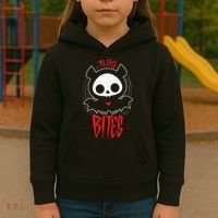 Skelanimals Diego Bat This Bites Red Halloween Spooky Logo Kids Hoodie thumb 3