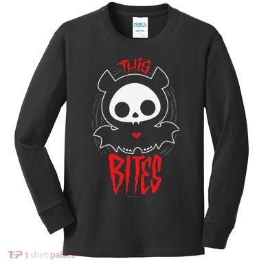 Skelanimals Diego Bat This Bites Red Halloween Spooky Logo Kids Long Sleeve Shirt