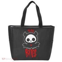 Skelanimals Diego Bat This Bites Red Halloween Spooky Logo Tote Bag thumb 0