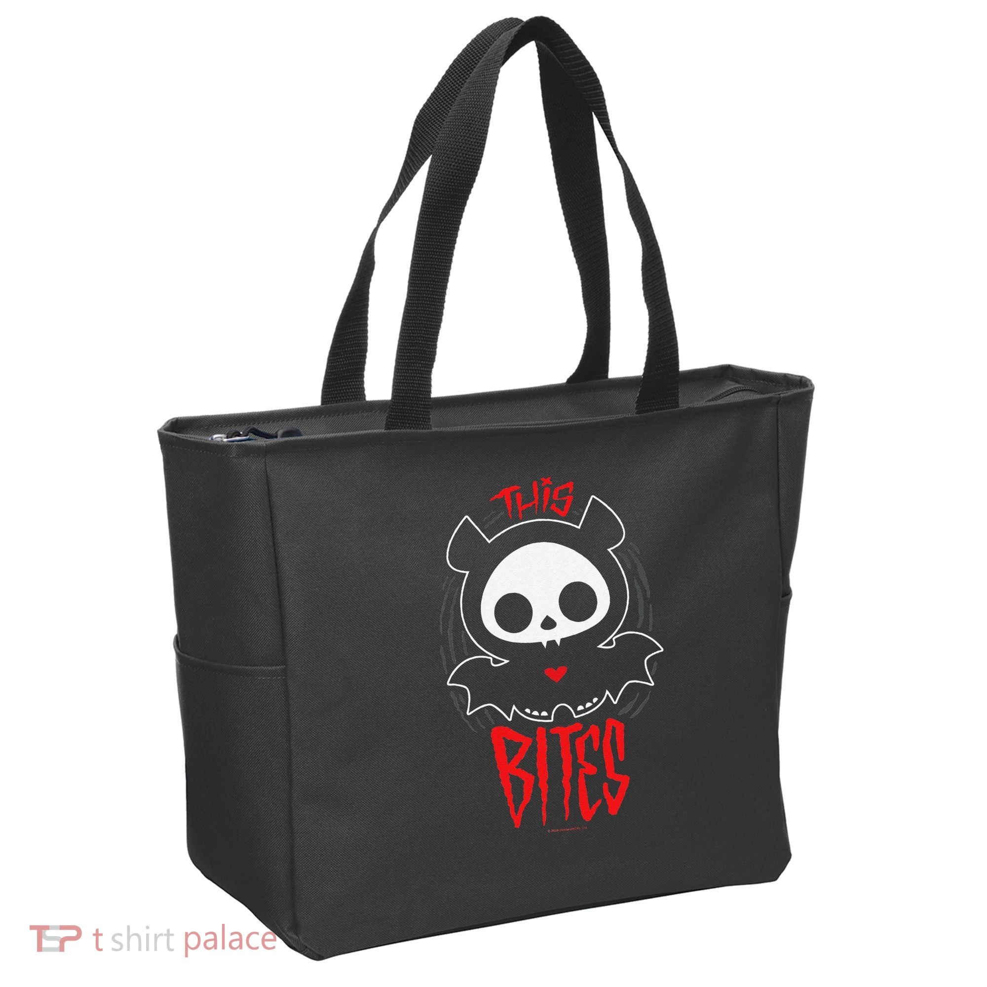 Skelanimals Diego Bat This Bites Red Halloween Spooky Logo Tote Bag