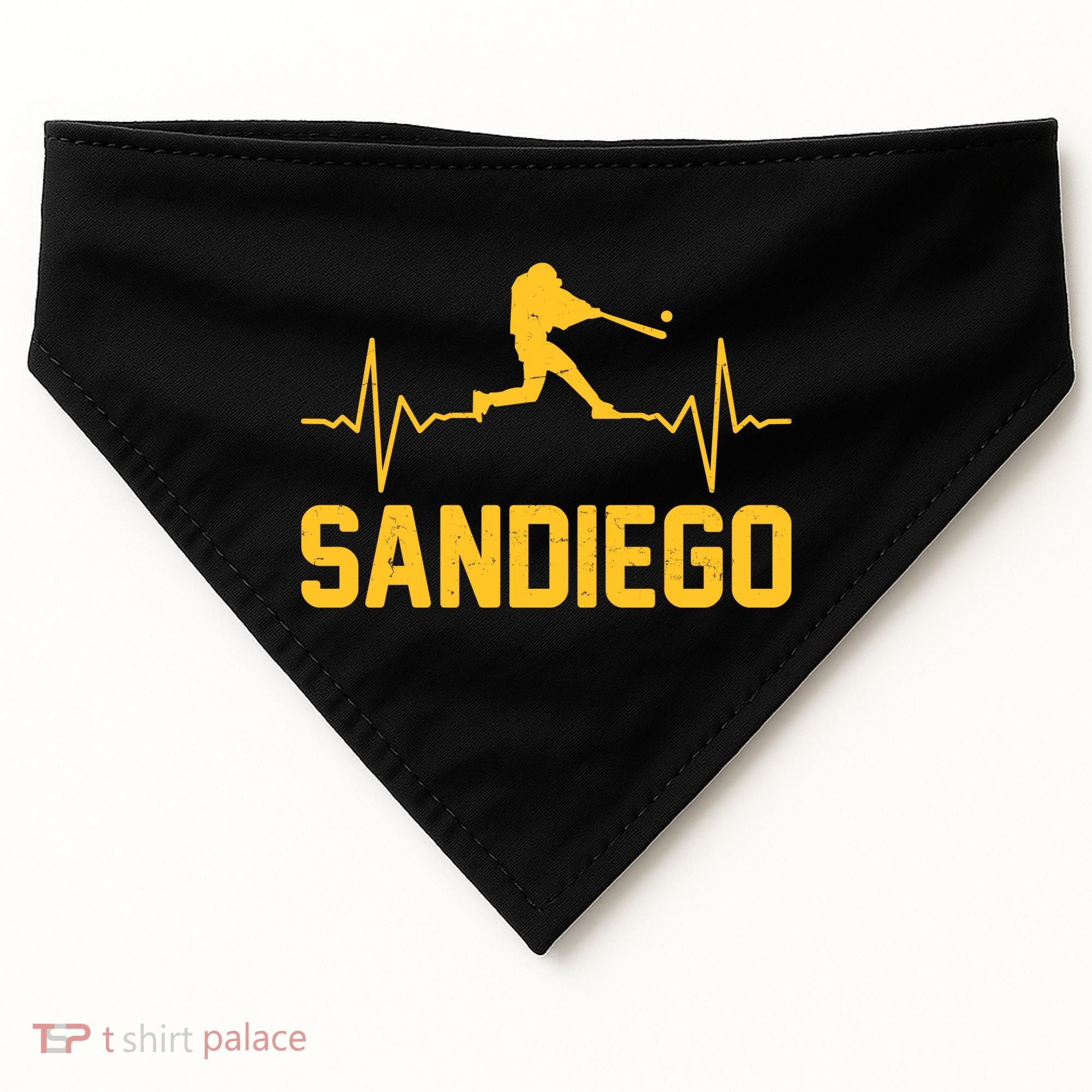 San Diego Baseball Player Heartbeat USA-Made Doggie Bandana