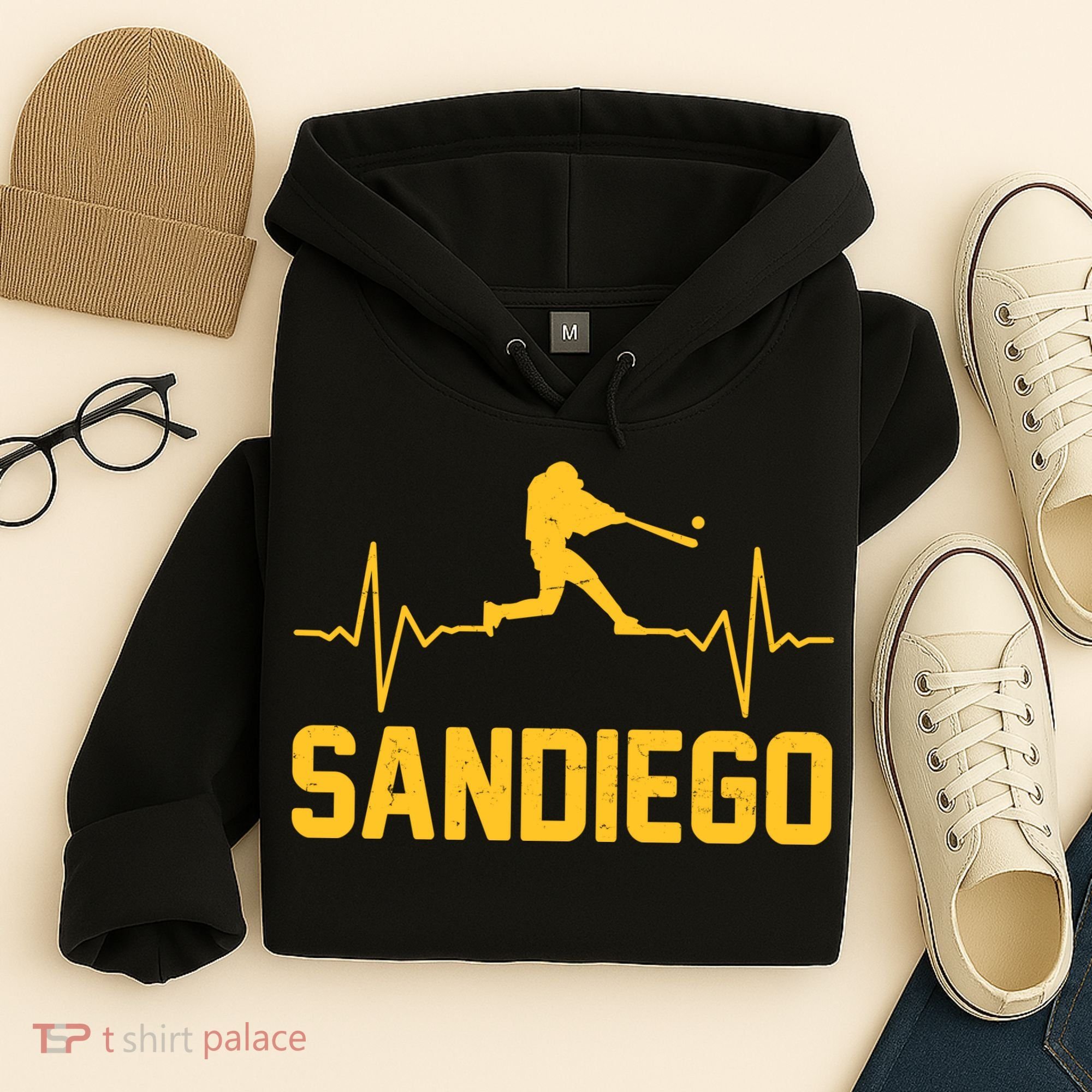 San Diego Baseball Player Heartbeat Hoodie