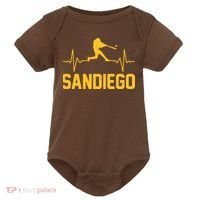 San Diego Baseball Player Heartbeat Baby Bodysuit thumb 0