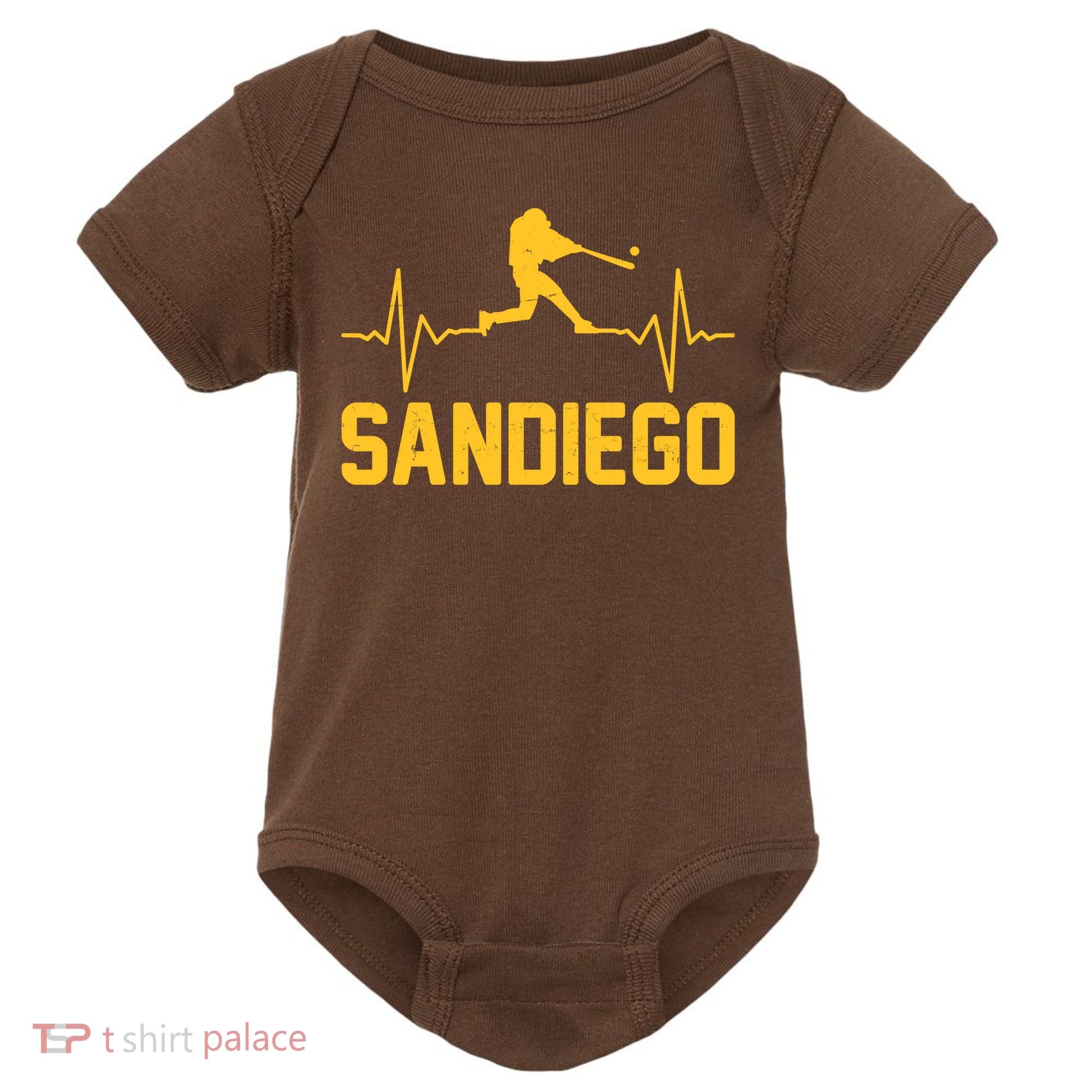 San Diego Baseball Player Heartbeat Baby Bodysuit