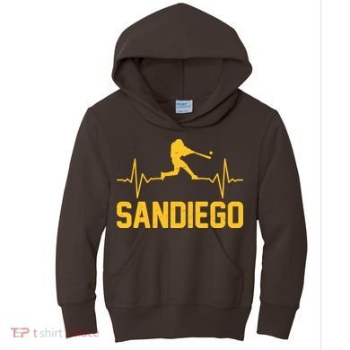 San Diego Baseball Player Heartbeat Kids Hoodie
