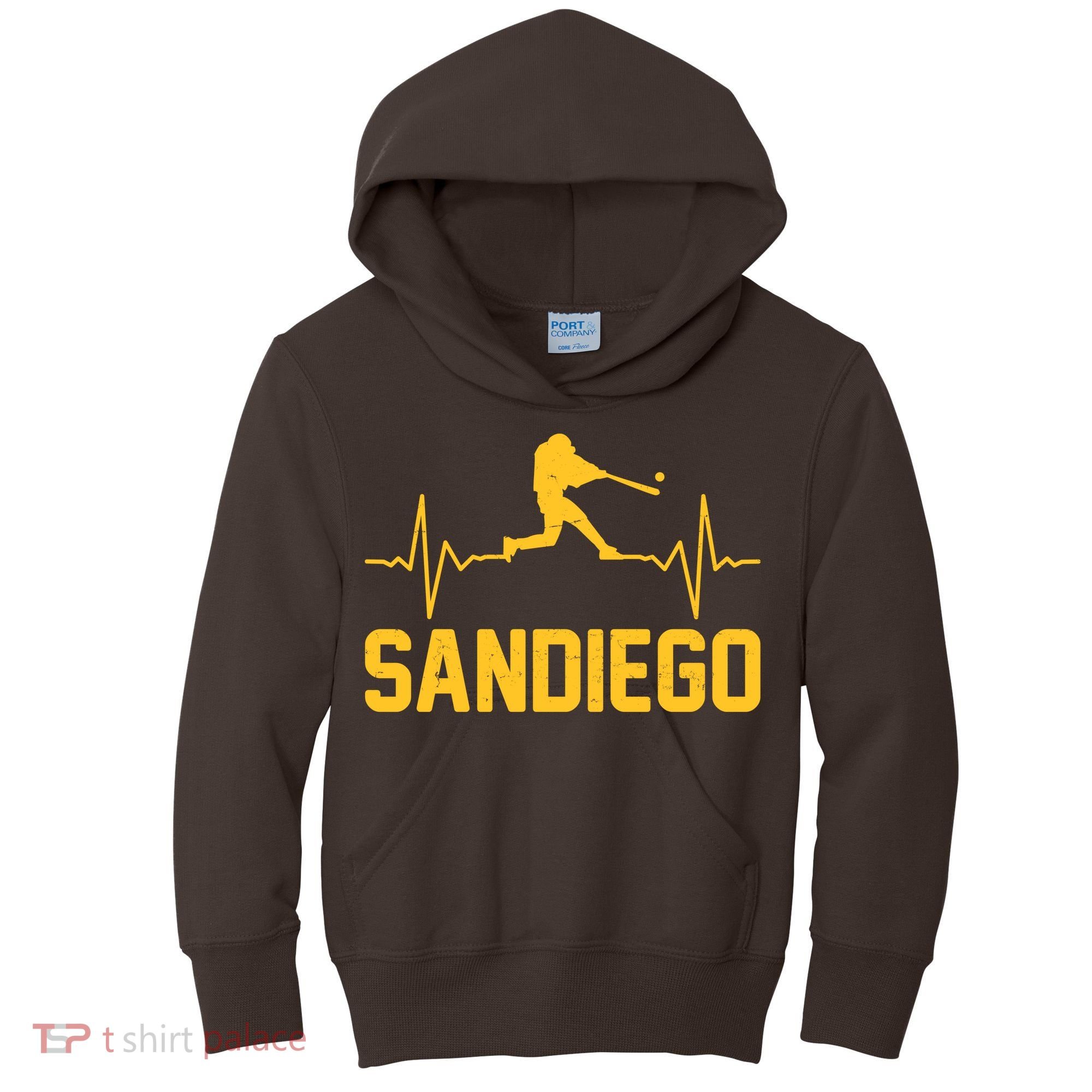 San Diego Baseball Player Heartbeat Kids Hoodie