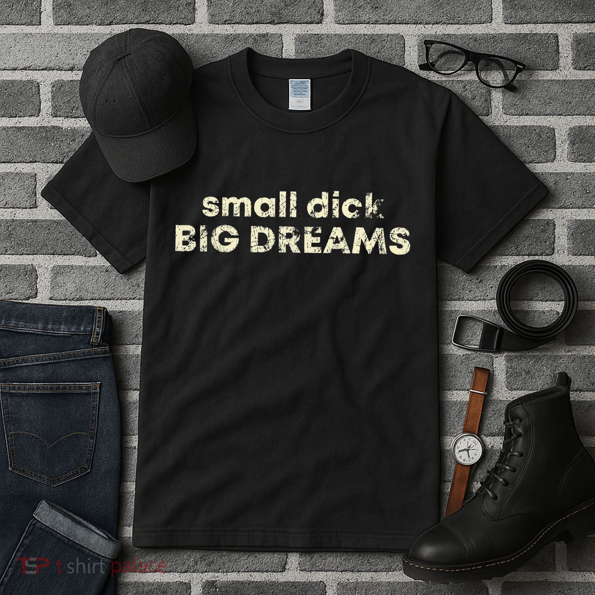 Small Dick Big Dreams Funny Men Tall T-Shirt