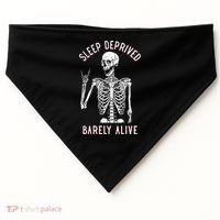 Sleep Deprived Barely Alive Funny Skeleton Halloween USA-Made Doggie Bandana thumb 0